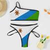 Linkasi Lesotho Flag Women's Sexy Open Back Thong Bikini Ties Side Bottom Triangle Bikini Swimsuit view 3