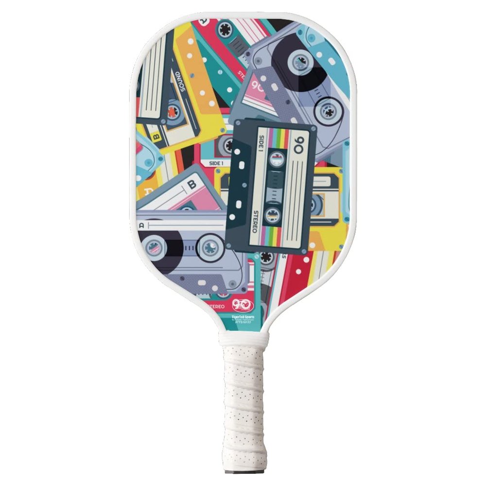 TigerTail Sports Cassette Colorful Design Pickleball Paddle, USA Pickleball Approved, White Trim