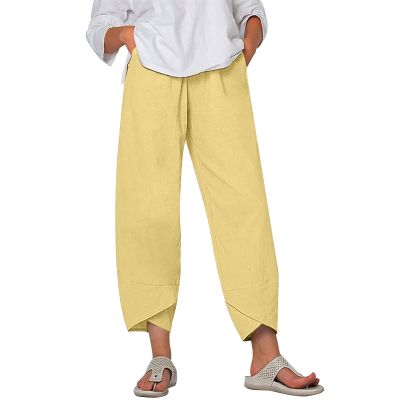 Loose Pants for Women Capri Dandelion Pants for Summer Beach Boho Trendy Dressy Casual Elastic Waist Cropped Pants