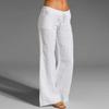 Women Linen Pants Dressy Casual Straight Leg High Elastic Waist Beach Trousers Trendy Drawstring Relaxed Fit Pant with Pocket view 2