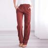 Women Linen Pants Dressy Casual Straight Leg High Elastic Waist Beach Trousers Trendy Drawstring Relaxed Fit Pant with Pocket view 2
