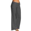 Women Linen Pants Dressy Casual Straight Leg High Elastic Waist Beach Trousers Trendy Drawstring Relaxed Fit Pant with Pocket view 1