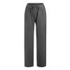 Women Linen Pants Dressy Casual Straight Leg High Elastic Waist Beach Trousers Trendy Drawstring Relaxed Fit Pant with Pocket view 4