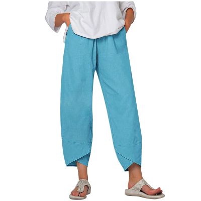 Loose Pants for Women Capri Dandelion Pants for Summer Beach Boho Trendy Dressy Casual Elastic Waist Cropped Pants