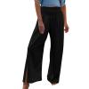 Women Linen Pants Dressy Casual Straight Leg High Elastic Waist Beach Trousers Trendy Drawstring Relaxed Fit Pant with Pocket view 1
