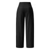 Women Linen Pants Dressy Casual Straight Leg High Elastic Waist Beach Trousers Trendy Drawstring Relaxed Fit Pant with Pocket view 4