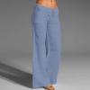 Women Linen Pants Dressy Casual Straight Leg High Elastic Waist Beach Trousers Trendy Drawstring Relaxed Fit Pant with Pocket view 2