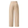 Women Linen Pants Dressy Casual Straight Leg High Elastic Waist Beach Trousers Trendy Drawstring Relaxed Fit Pant with Pocket view 4