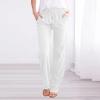 Women Linen Pants Dressy Casual Straight Leg High Elastic Waist Beach Trousers Trendy Drawstring Relaxed Fit Pant with Pocket view 2