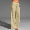 Women Linen Pants Dressy Casual Straight Leg High Elastic Waist Beach Trousers Trendy Drawstring Relaxed Fit Pant with Pocket view 2