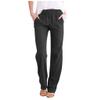 Women Linen Pants Dressy Casual Straight Leg High Elastic Waist Beach Trousers Trendy Drawstring Relaxed Fit Pant with Pocket view 1