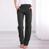 Women Linen Pants Dressy Casual Straight Leg High Elastic Waist Beach Trousers Trendy Drawstring Relaxed Fit Pant with Pocket view 2