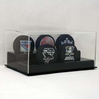Acrylic Hockey Puck Display Case Holders (1 to 7 Pucks) (5 Puck Display)