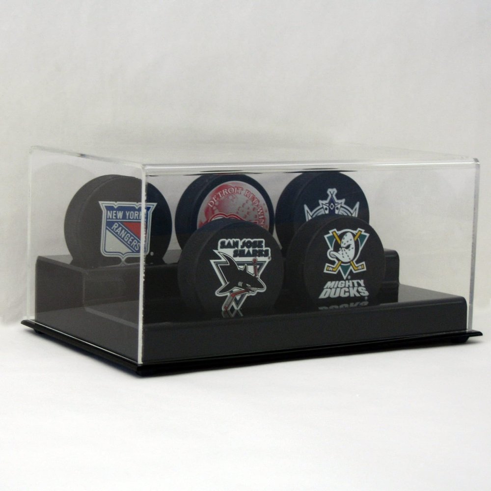 Acrylic Hockey Puck Display Case Holders (1 to 7 Pucks) (5 Puck Display)