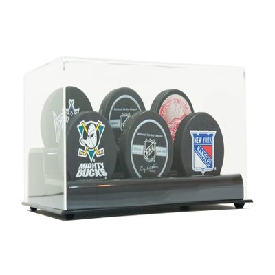 Acrylic Hockey Puck Display Case Holders (1 to 7 Pucks) (6 Puck Display)
