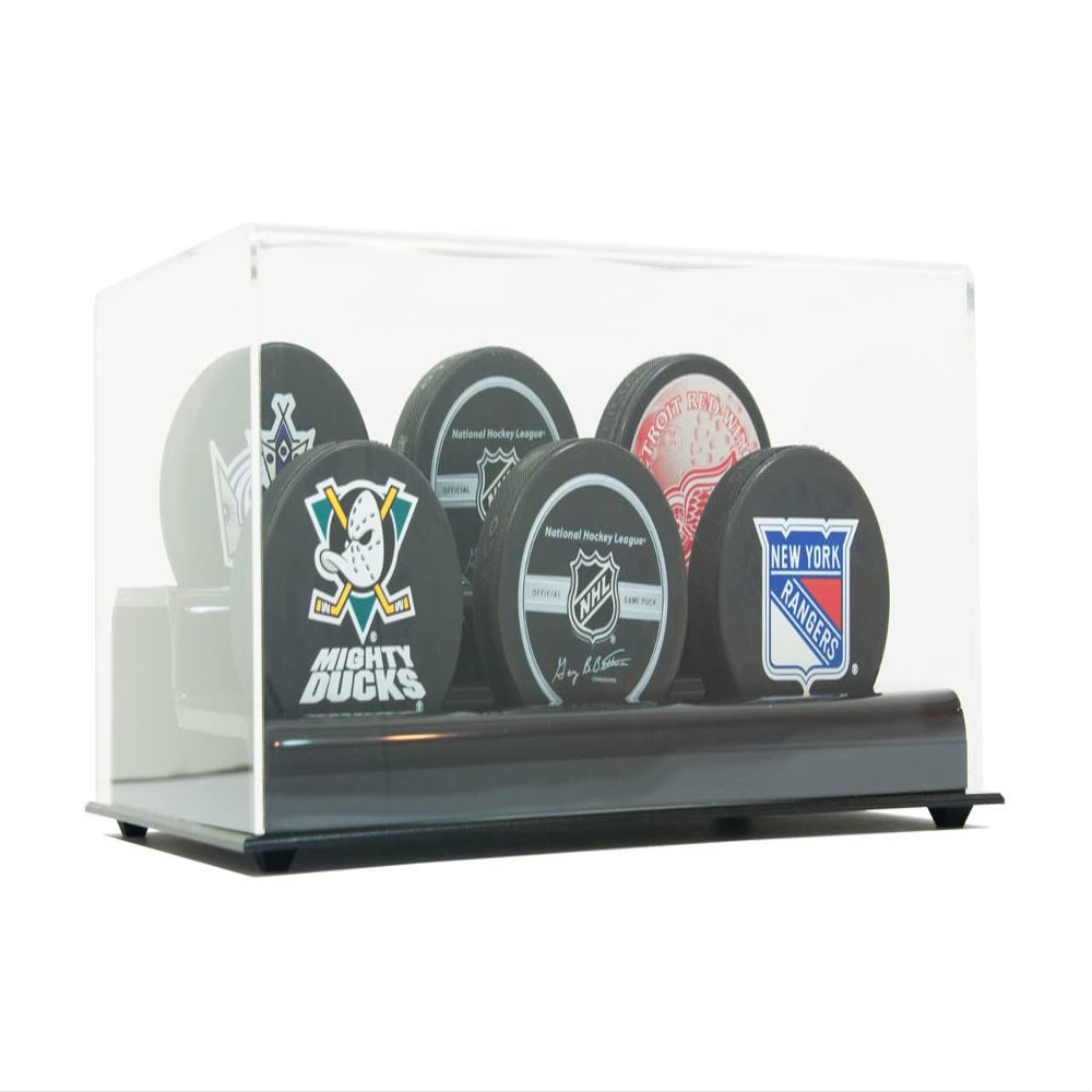 Acrylic Hockey Puck Display Case Holders (1 to 7 Pucks) (6 Puck Display)