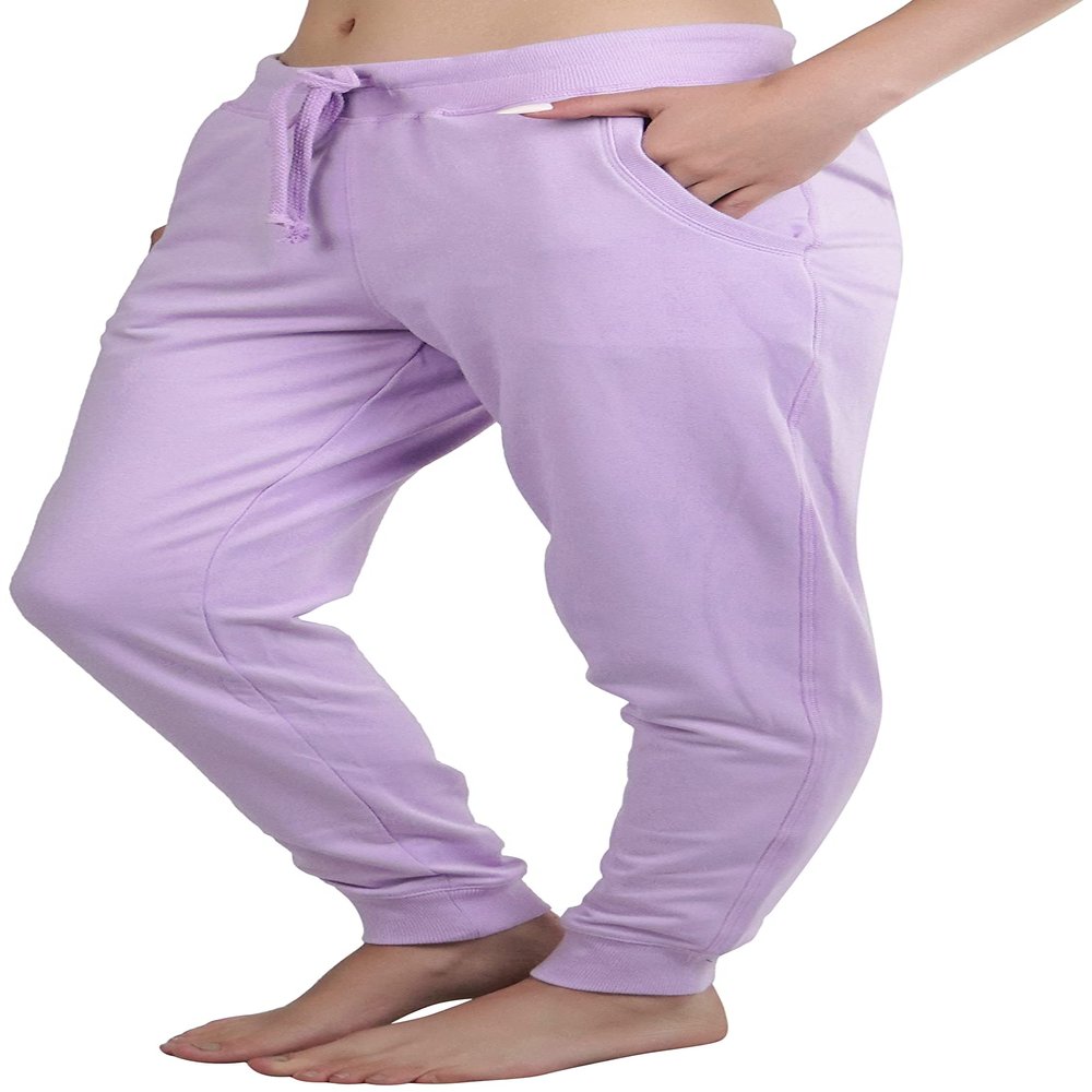 ToBeInStyle Women's Solid Print French Terry Jogger Pants - Orchid - 3X