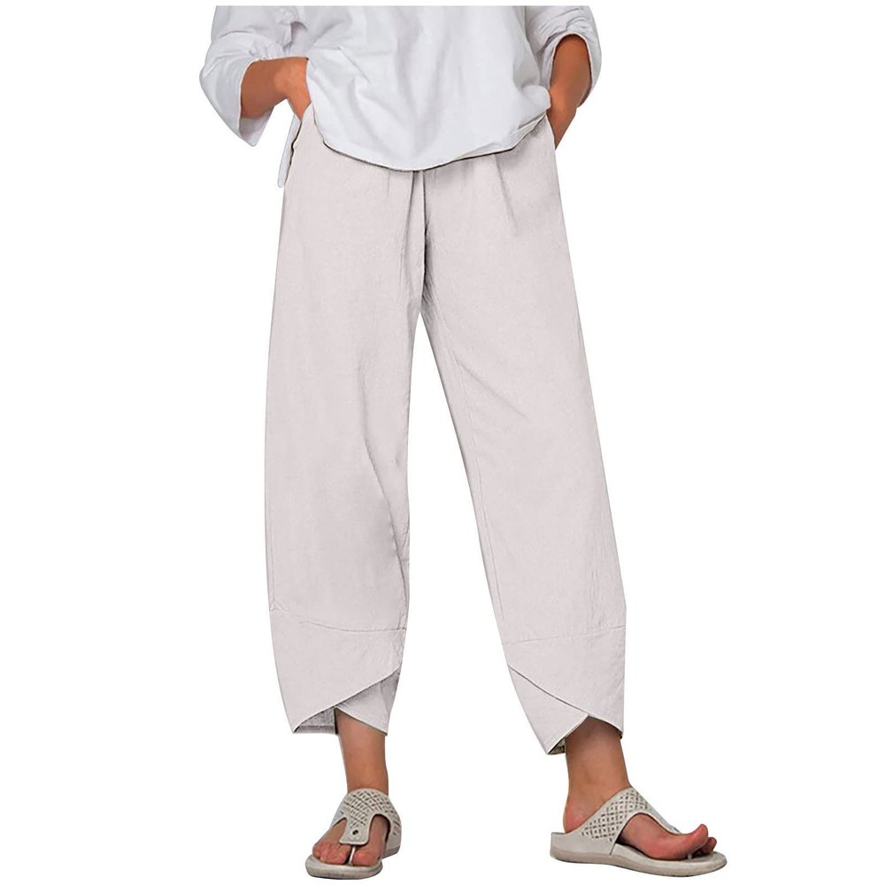Loose Pants for Women Capri Dandelion Pants for Summer Beach Boho Trendy Dressy Casual Elastic Waist Cropped Pants