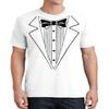 Classic Printed Black Bow Tuxedo Prom Wedding Party Mens T-Shirt, White, 3X-Large view 1