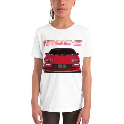 1989 Camaro IROC-Z 80s Car Club Custom Youth Short Sleeve T-Shirt White