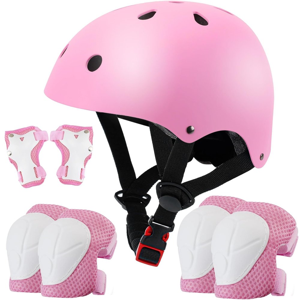 Adjustable Kids Bike Helmet Set, Protective Gear for Girls & Boys Aged 3-14 - Includes Helmet, Elbow & Knee Pads, Wrist Guards for Cycling, Skating & Scooter Sports