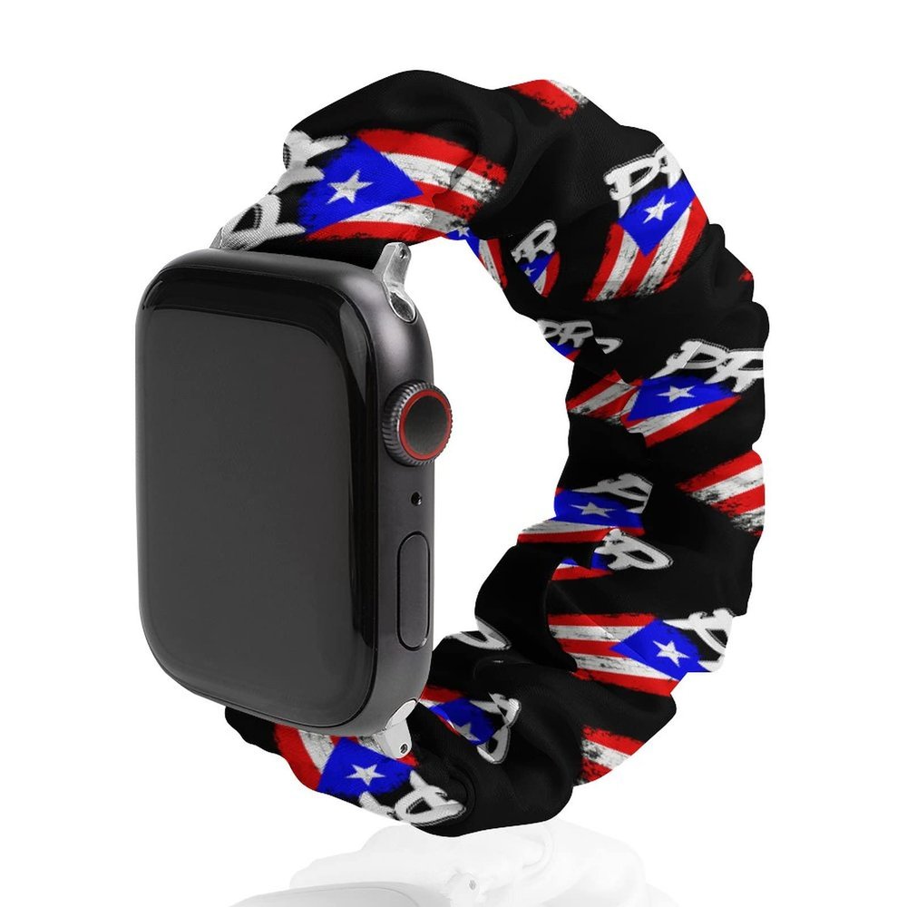 Puerto Rico PR Flag Elastic Solo Loop Bands Cute Printed Watch Strap Watchband Compatible for Apple Watch 38mm/40mm