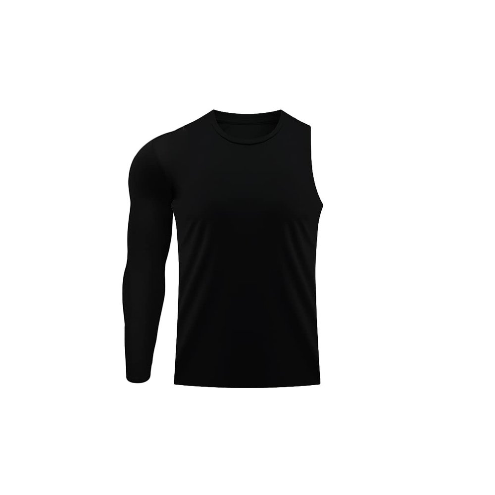 Men's Athletic Single Sleeve One Arm 1/2 Compression Shirt Sports Tight Base Layer Workout Underwear Active (Black-Right-Long,X-Large,X-Large)