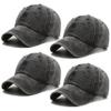 4 Pack Black Vintage Washed Distressed Baseball Caps for Women Men Low Profile Adjustable Unconstructed Baseball Cap view 1