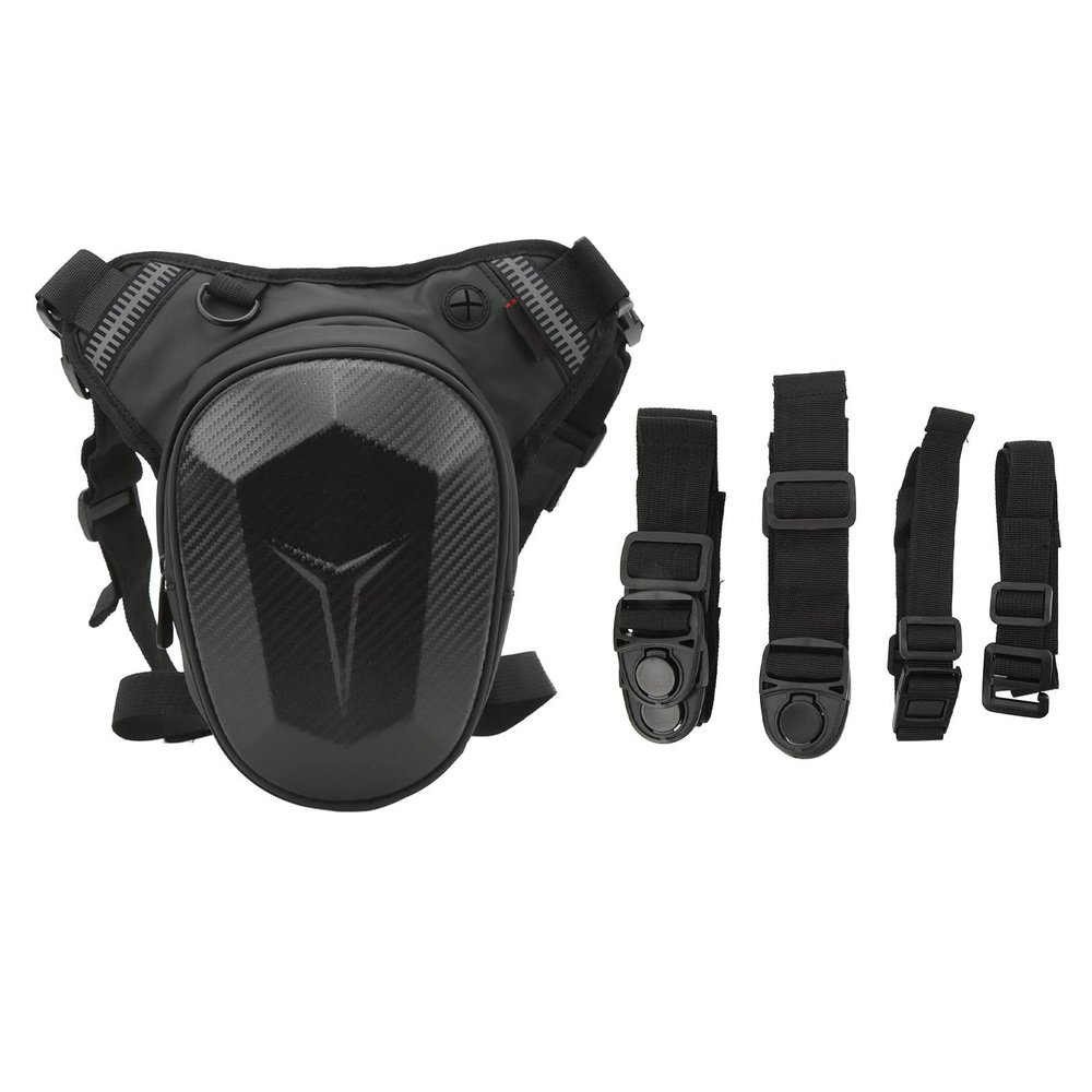 Adjustable Motorcycle Drop Leg Bag Multifunctional Outdoor Thigh Bag Motorcycle with Reflective Strip Water Proof Waist Pack for Outdoor Hiking Traveling Fishing (Carbon Fiber)