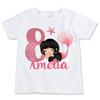 Pink Mermaid Birthday Shirt, Customizable, White, Brown Haired Mermaid (Adult M) view 1