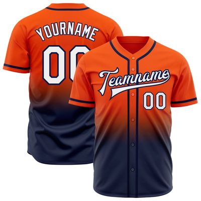 Customize Gradient Baseball Jerseys Button Down Personalized Orange Navy Baseball T-Shirts Short Sleeve Customize Hip Hip Shirts Sports Uniform Jerseys Stitched Name Number Logo for Unisex Youth