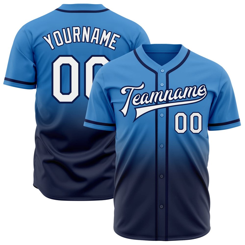 Custom Kids Baseball Jerseys Button Down Personalized Blue Navy Gradient Baseball Hip Hop Tee Shirts V-Neck Polyester Customize Sports Uniform Stitched Team Name Number Logo