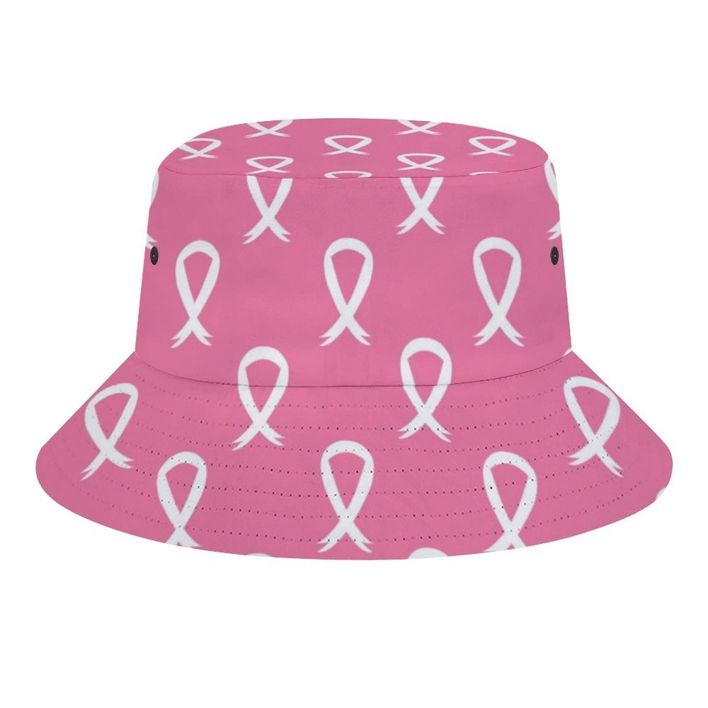 Breast Cancer Awareness Pink Ribbons Bucket Hat for Men Women, Funny Summer Beach Fishing Hat, Packable Outdoor Sun Fisherman Hat