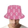 Breast Cancer Awareness Pink Ribbons Bucket Hat for Men Women, Funny Summer Beach Fishing Hat, Packable Outdoor Sun Fisherman Hat view 4