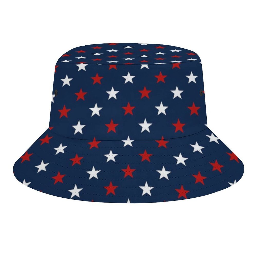 USA Flag Stars Bucket Hat for Men Women, Funny Summer Beach Fishing Hat, Packable Outdoor Sun Fisherman Hat