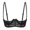 YiZYiF Women's PVC Leather Balconette 1/4 Cups Underwired Push Up Shelf Bra Top Bralette Lingerie Black G XX-Large view 1