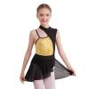 FEESHOW Girls Kids Mock-Neck Sleeveless Lyrical Dance Dress Contemporary Ballet Leotard Wrap Skirt Dance wear Gold 6 Years view 1