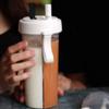 600ml Dual Chamber Cup Two Straws Water Bottle, Innovative Dual Use Water Bottle Two Straws Water Cup For Home Outdoor Camping Sport Travel Office(White) view 1