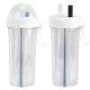 600ml Dual Chamber Cup Two Straws Water Bottle, Innovative Dual Use Water Bottle Two Straws Water Cup For Home Outdoor Camping Sport Travel Office(White) view 3