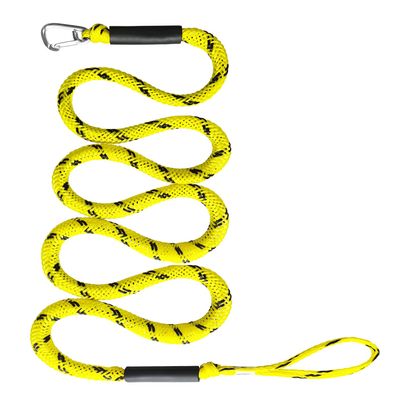 Single Hook Bungee Dock Lines  Heavy-Duty Elastic Mooring Ropes for Boats, PWCs & Kayaks | Adjustable PVC Sleeve | 316 Stainless Steel Clip (1, Yellow & Black, 7 Feet)
