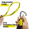 Single Hook Bungee Dock Lines  Heavy-Duty Elastic Mooring Ropes for Boats, PWCs & Kayaks | Adjustable PVC Sleeve | 316 Stainless Steel Clip (1, Yellow & Black, 7 Feet) view 4