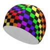 Black Rainbow Checkerboard Pattern Print Swimming Cap Swim Hats Unisex Long Hair Swimming Cap Decor for Men and Women Adult view 1