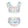 Aflyko Ocean Girls' Swimwear Fantasy Axolotls Floral 2-Piece Bikini Set Summer Swimsuit Vacation Bathing Suit Hawaii Beachwear Water Sport Tankini Set 9-10T view 2
