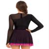 vastwit Women's Glitter Rhinestone Long Sleeve Figure Ice Skating Dress Mesh Patchwork Ballet Dance Leotard Hot Pink X-Large view 2