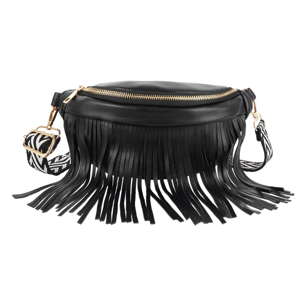 Women Faux Leather Tassel Fanny Pack Waist Bag Chest Bag Crossbody Shoulder Bag
