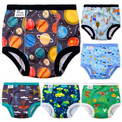 Max Shape 6 Pack Potty Training Underwear for Boys,Washable Baby Boy Toilet Training Pants Training Underwear Fit 2T-6T Black 2T