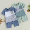 LIOMENGZI Infant Baby Boys Summer Clothes Sets Outfits Color Block Short Sleeve T Shirt Top and Casual Shorts Outfit Clothes view 2