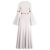 Praise Dance Dresses for Women Liturgical Worship Church Lyrical Dancewear Golden Metallic V-Neck Bell Long Sleeve Pleated Swing Full Length Loose Fit Maxi Robe Prayer Clothes White XS view 4