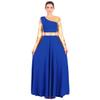 Praise Dance Dresses for Women Liturgical Worship Church Lyrical Dancewear Golden Metallic Color Block Bell Long Sleeve Pleated Swing Full Length Loose Fit Maxi Robe Prayer Clothes Royal Blue M view 4