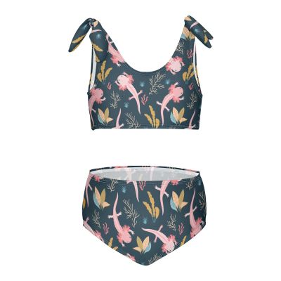 Aflyko Ocean Girls' Swimwear Axolotl Coral Cute Fish 2-Piece Bikini Set Summer Swimsuit Holiday Bathing Suit Hawaii Beachwear Water Sport Tankini Set 7-8T